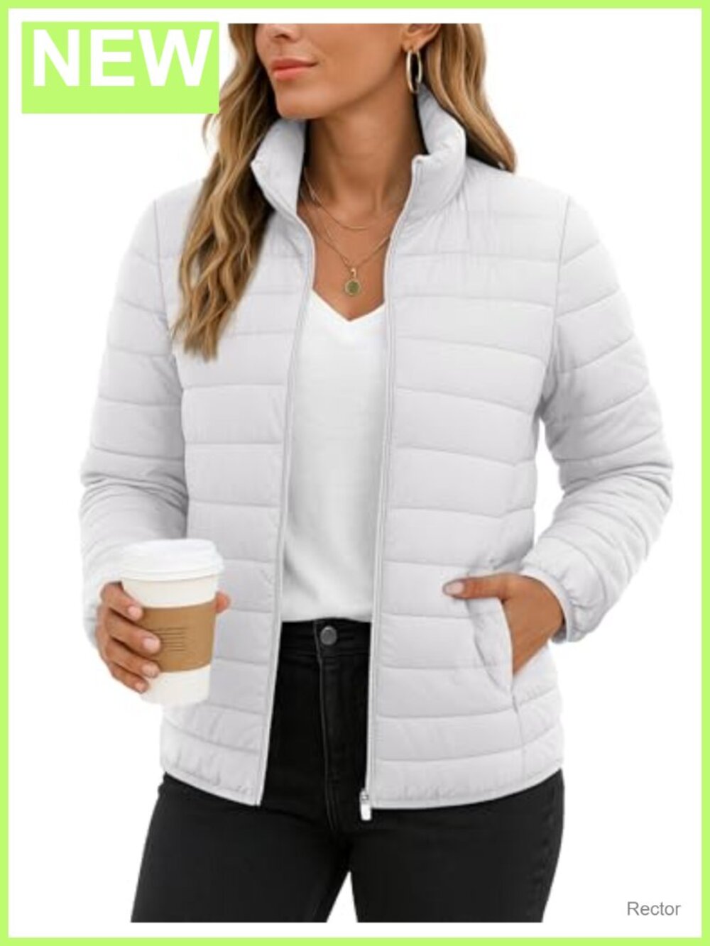 Quilted Lightweight Puffer Jacket Packable Zip Up Coat